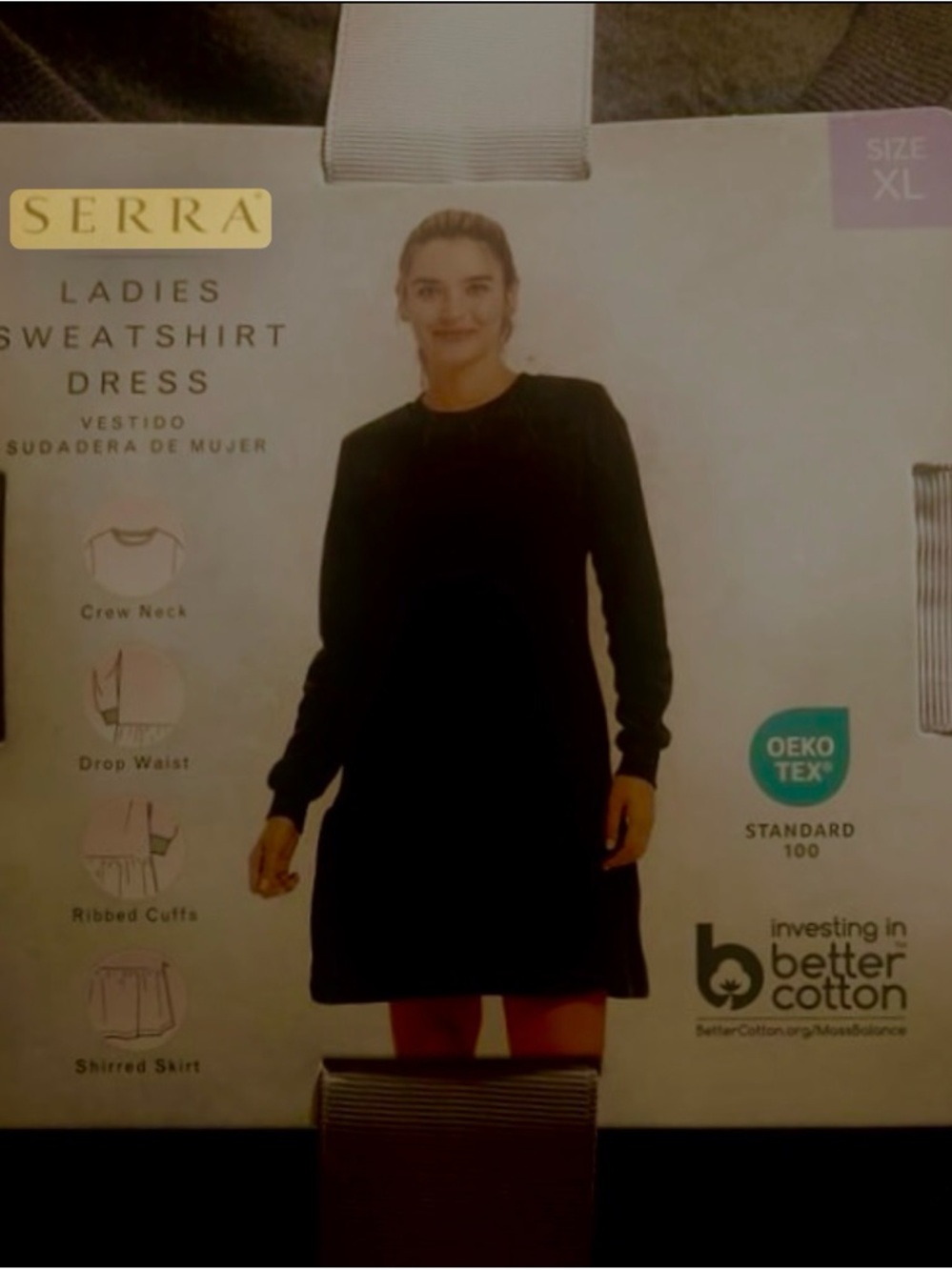 Serra Black Long-Sleeve Sweatshirt Dress